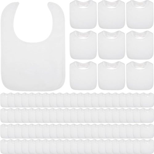 Toulite White Bibs for Baby Washable Reusable Waterproof Cotton Feeder Bibs with Double Sided Design(30 Pcs)
