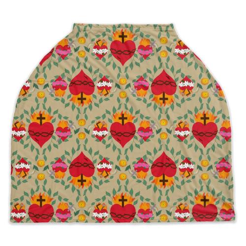 Hearts Of The Holy Family Multi-Use Nursing And Car Seat Cover, Catholic Mom, Catholic Baby