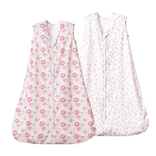 david's kids 100% Cotton Baby Sleep Sack 0-6 Months, Soft Baby Wearable Blankets with 2-Way Zipper, 2 Pack Comfy Sleeping Bags for Infant Newborn Boys Girls Neutral, Small Size, Floral