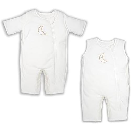 Baby Brezza 2-in-1 Baby Sleepsuit - Unique Swaddle Transition Sleepsuit - Breathable with Mesh Panels - Converts from Sleepsuit to Sleep Vest, 3-6 Months, Cream