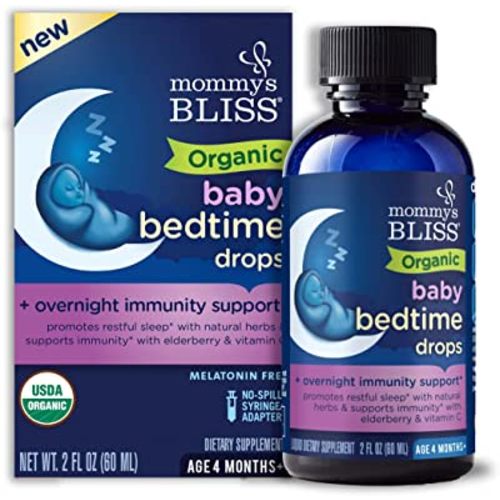 Mommy's Bliss Organic Baby Bedtime Drops + Overnight Immunity Support*, Promotes Restful Night, Melatonin Free, Age 4 Month+, 2 Fl Oz
