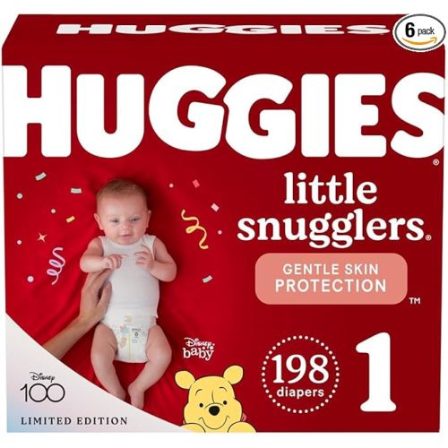 Baby Diapers Size 1 (8-14 lbs), 198ct, Huggies Little Snugglers Newborn Diapers