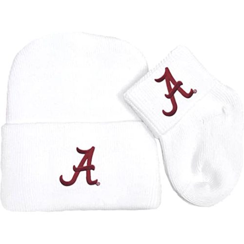 Alabama Crimson Tide Newborn Baby Knit Cap and Socks Set