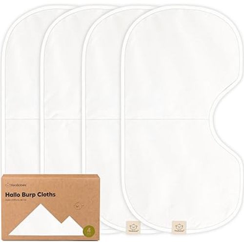 KeaBabies 4-Pack Baby Burp Cloths Baby Girl, Boy - Organic Cotton Burp Cloth, Extra Large, Absorbent, Soft Burping Cloths & Bibs Set for Babies, Newborn Burp Clothes, Thick Burp Rags (Soft White)