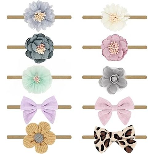 Baby Girl Headbands with Bows Soft Nylon Newborn Toddler Hairbands Handmade Baby Hair Accessories for Infant Girls Kids