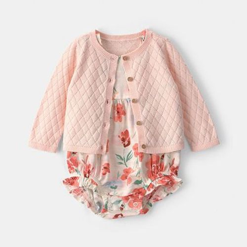 Baby Girl Carter's 2-pc. Floral Cardigan & Bubble Romper Set