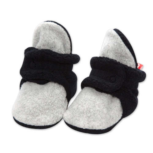 Zutano - Cozie Fleece Stay-On Baby Bootie (6M, Black/Heather Gray)