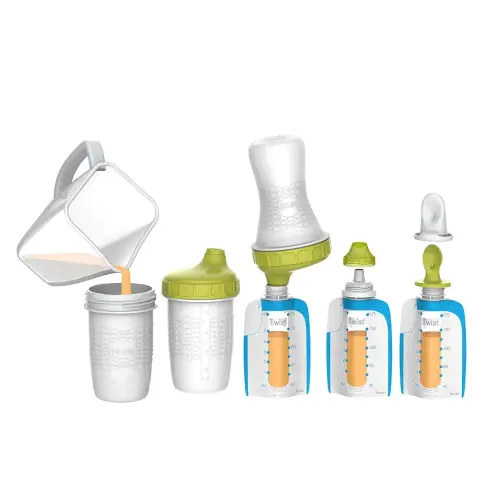 Kiinde Foodii Baby Food Storage Starter Kit, Squeeze Pouch and Reusable Spouts Set