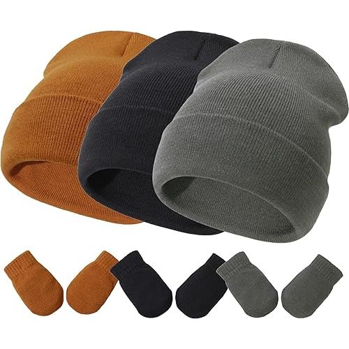 Baby Hats and Mittens Set Infant Toddler Beanie Caps Hospital Hat Set Newborn Gloves for Baby Boys Girls