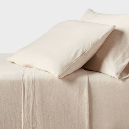 Twin Cotton Jersey Sheet Set Heather Green - Threshold™: Includes 1 Pillowcase, Elastic Fitted Sheet, OEKO-TEX Certified
