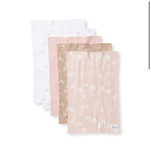 Burt's Bees Baby Infant Burp Cloths, 100% Organic Cotton Extra Absorbent Soft Fabric Drool Cloths, 5-Pack Newborn Must-Have Essential Large Burping Cloths, One Size 17 x 11.75 Inches
