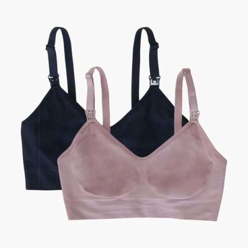 Ingrid and Isabel Nursing + Pumping Bra Bundle - Black/Mauve, S