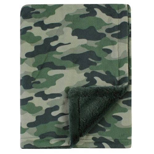 Hudson Baby Plush Blanket with Furry Binding and Back, Camo, One Size - Camo - One Size