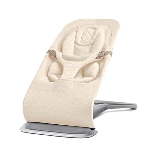 Ergobaby Evolve 3-in-1 Baby Bouncer Seat, Adjustable Multi-Position Infant Bouncer and Toddler Chair, Soft Knit and Breathable Mesh Fabric, Converts from Newborn to Toddler - Cream