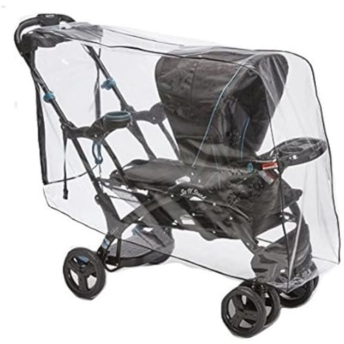 SASHA'S Rain and Wind Cover for Both Baby Trend Sit N Stand Ultra Stroller & Baby Trend Sit N Stand Double Stroller,Clear with Ventilation (Stroller not Included) Made in USA