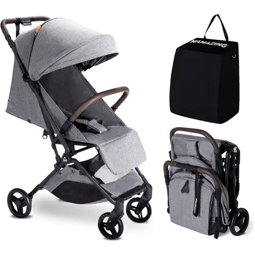 Lightweight Baby Stroller, Ultra Compact & Airplane-Friendly Travel Stroller, One-Handed Folding Stroller for Toddler, Only 11.5 lbs, Grey
