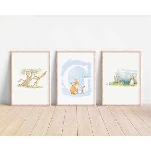 SET OF 3 Guess How Much I Love You Name Print, Personalised Kid Nursery Wall Art, Nutbrown Hare Decor