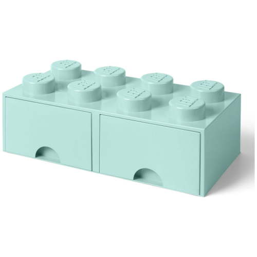 LEGO Storage Brick 8 (2 Drawers) - Aqua Light Blue