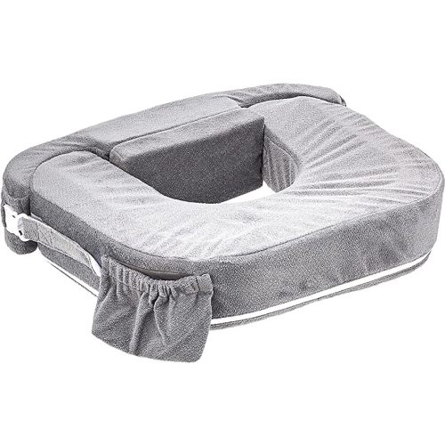 My Brest Friend Twin Nursing Pillow - Enhanced Comfort with Slipcover - Ultimate Ergonomic Support for Breastfeeding- Adjustable Strap and Silent Release Buckle with Handy Side Pocket, Evening Grey