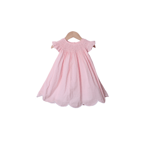 Smocked Heirloom Pink Swiss Dot Pearl Dress