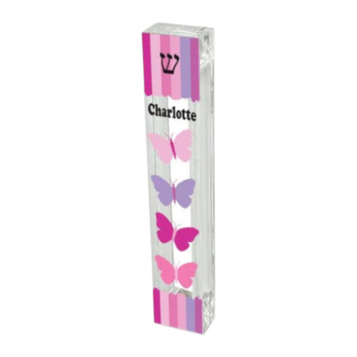 Personalized Pink And Purple Butterfly Mezuzah