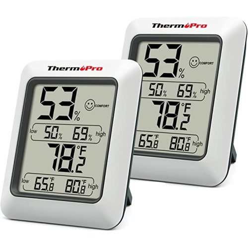 ThermoPro TP50 2 Pieces Digital Hygrometer Indoor Thermometer Room Thermometer and Humidity Gauge with Temperature Humidity Monitor