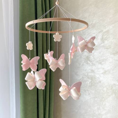 Butterfly Baby Mobile, Felt Butterflies Nursery Mobile