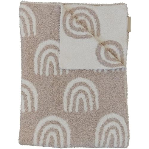 Mebie Baby Taupe Rainbow Plush Lovey Blanket 15x20 - Soft, Lightweight, Breathable | Available in Two Sizes