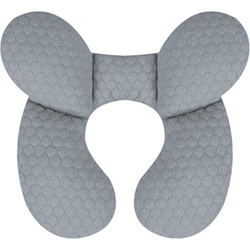 KAKIBLIN Baby Travel Pillow,Upgraded Baby Neck Pillows for Car Seat,Baby Support Pillow,Infant Neck Pillow for Toddler Head and Neck,Newborn Head Support for Car Seat,Pushchair (Light Grey)