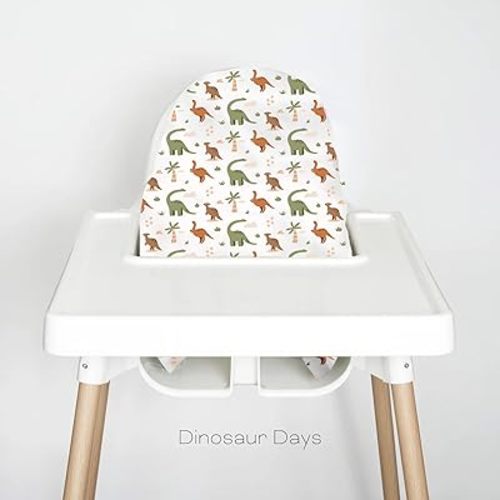Highchair Cushion Cover for Inflatable Cushion, Compatible for IKEA Antilop Highchair, High Chair Accessories Stain-Proof and Wipeable Cushion Cover (Cushion NOT Included)(Dinosurdays)