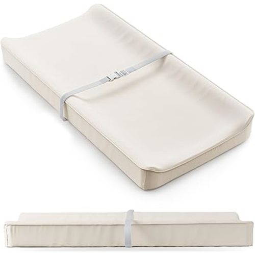 Soft Baby Diaper Changing Pad with Cotton Cover - Waterproof Changing Table Topper with Washable Cover and Safety Straps Fits All Standard Dressers - The Perfect Pad for Your Baby Girl or Boy