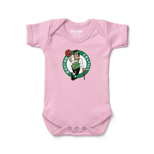 Newborn & Infant Boston Celtics Chad & Jake Pink Primary Logo Bodysuit