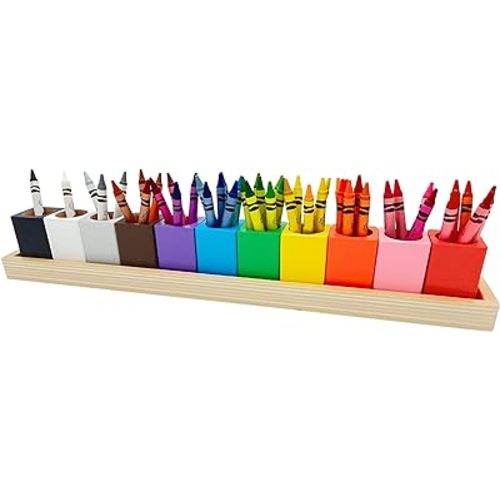Montessori Crayon Holder for Kids - Craft Supply Organizer - Classroom Storage Caddy Case - Perfect for Colored Pencils [Crayons or Pencils NOT Included] (Standard)
