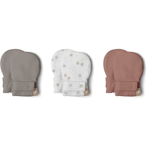 Goumi Kids 3 Pack Stay-On Mittens, Dandelion and High Prairie, 0-3 Months