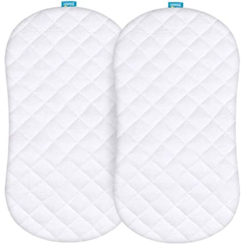 Bassinet Mattress Pad Cover Compatible with Halo BassiNest Swivel Sleeper, 2 Pack, Waterproof Quilted Ultra Soft Viscose Made from Bamboo Terry Surface, Breathable and Easy Care