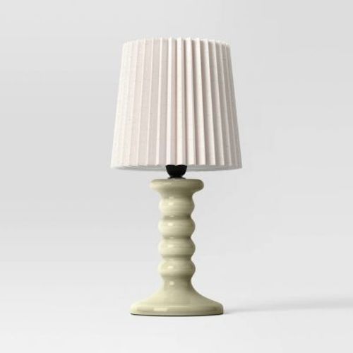 Mini Stick Table Lamp With Pleated Shade Green - Room Essentials™