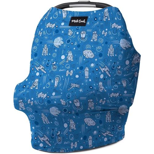 Milk Snob Star Wars Original 5-in-1 Cover - Nursing Cover for Breastfeeding - Baby Car Seat Cover, Carseat Canopy & Stroller - Essential All-in-One Cover - Gift for Mom, Baby (Daring Droids)