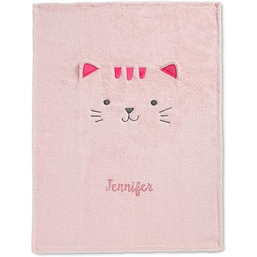 Delta Children Personalized Sherpa Throw Blanket for Kids, Pink Cat