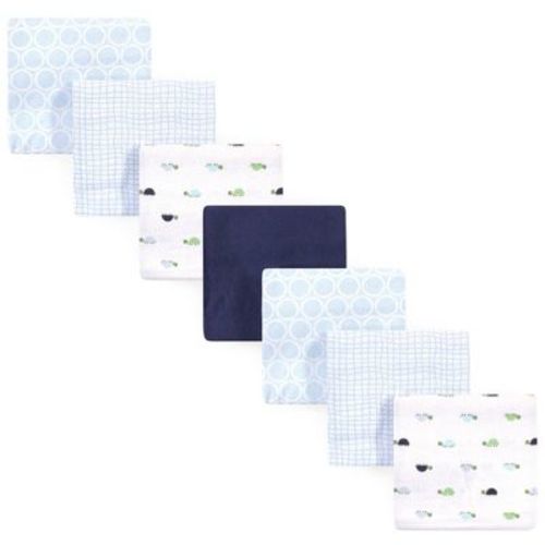 Luvable Friends Baby Boy Cotton Flannel Receiving Blankets, Turtle 7-pack, One Size