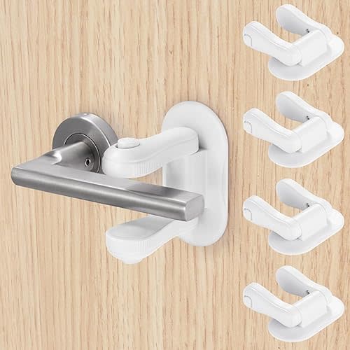 Inaya Door Lever Lock – Child Proof Handle Locks, 3M Adhesive & Easy Installation for Home, Baby-Proof Locks for Kids Safety, Compatible with standard doors (4 Pack)