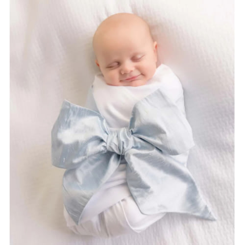 Bow Swaddle ® - Sea Blue Silk