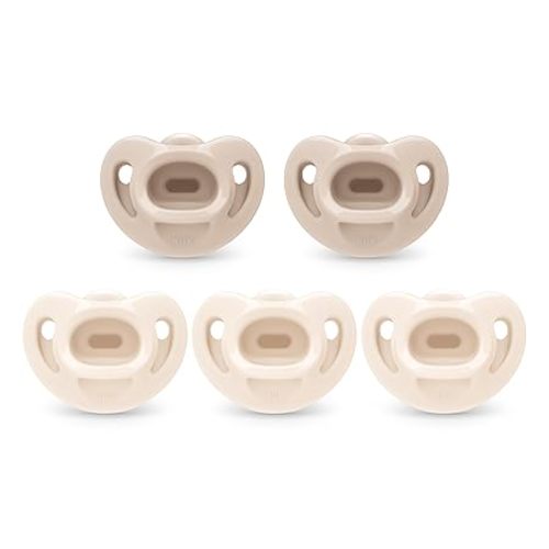 NUK 100% Silicone Comfy Orthodontic Pacifiers, 0-6 Months, Neutral Fashion, Timeless Collection, 5 Count