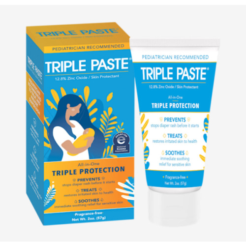 Triple Paste Diaper Rash Cream for Baby - 3 oz Tube - Zinc Oxide Ointment Treats, Soothes and Prevents Diaper Rash - Pediatrician-Recommended Hypoallergenic Formula with Soothing Botanicals