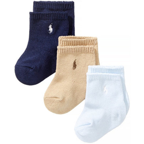 Ralph Lauren Baby Boys Embroidered Logo Crew Socks, Pack of 3