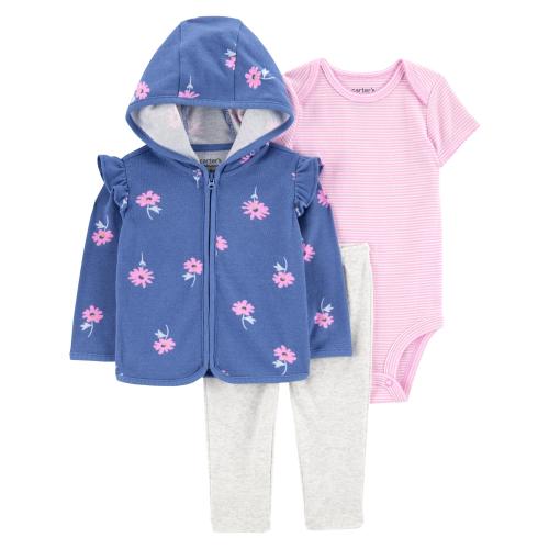 Carter's Child of Mine Baby Girl Cardigan Outfit Set, 3-Piece Sizes,Newborn-24 Months