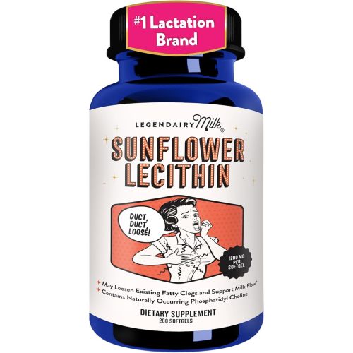 Legendairy Milk Sunflower Lecithin 1200mg, Lactation Support, Sunflower Lecithin Supplement for Clogged Milk Ducts, Made in USA, 200 Softgels