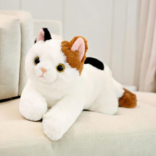 PEACH CAT Cat Plush Cute Kitten Stuffed Animal Soft Plushies Toy Pillow Gifts for Kids Black and Yellow 17.7"