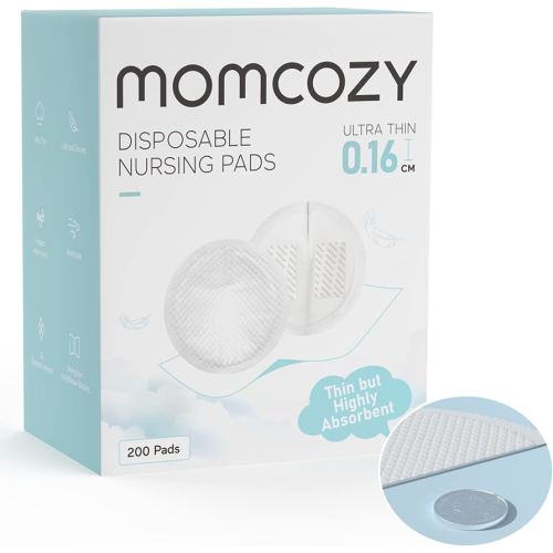 Momcozy Ultra-Thin Disposable Nursing Pads, Ultra-Absorbent and Breathable Portable Breast Pads, Make The Breasts Light and Unburdened, with Reinforced Adhesive, Individually Packaged (200 Count)