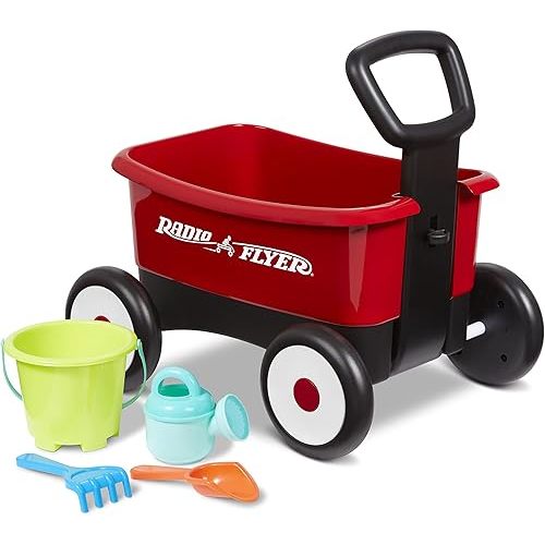 Radio Flyer My 1st Wagon with Beach and Garden Tools, 2-in-1 Wagon, Ages 1-4, Red
