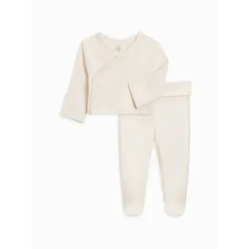 Riley 2 Piece Kimono Wrap Top and Pant Set - Ivory